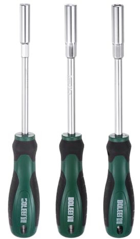 QUARKZMAN 3Pcs Llave de Tuercas Métricas 6/7/8Mm Cr-V con Punta No Magnética Ejes Huecos Destornillador de Vaso Hexagonal con Mango Antideslizante para Reparación de Automóviles