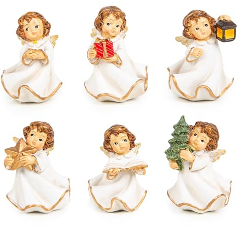 Logbuch-Verlag Weihnachtsengel 6 mini Engel als kleines Geschenk Creme & weiß 5 cm