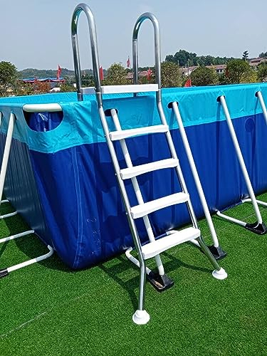 BOTOWI Scala per Piscina Fuori Terra da 133 Cm, Scala per Piscina in Acciaio Inossidabile 304 per Impieghi Gravosi, 4 Gradini, Struttura in Metallo Resistente alla Corrosione con Gradini in Plastica