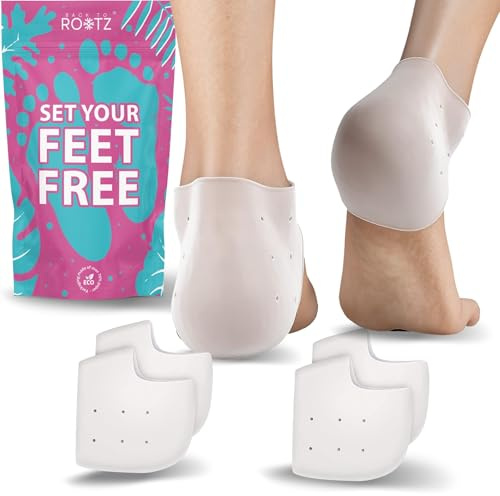 4x Protezione per tallone, calza in gel di silicone morbido. Talloniera da indossare per donna e uomo, per dolore, calli e vesciche. Accessorio idratante e lavabile (Bianco, 2 paia)