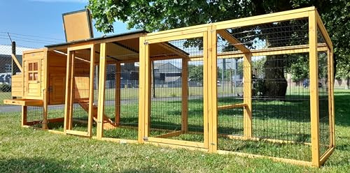 Eggshell 12.5FT XXL Buckingham 8ft Highly Pedator Resistant 3mm Welded & Coated Wire Chicken Coop Hen House Ark Poultry Run Nest Box Rabbit Hutch 2 to 4 birds NOW WITH FULLY COVERED ALL YEAR-ROUND RUN