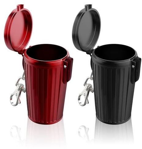 Taschenaschenbecher für Unterwegs，2 Stück Zigaretten Taschenascher Taschenaschenbecher Geruchsdicht mit Deckel und Schlüsselring, Tragbarer Mini Aschenbecher für unterwegs Camping Reisen
