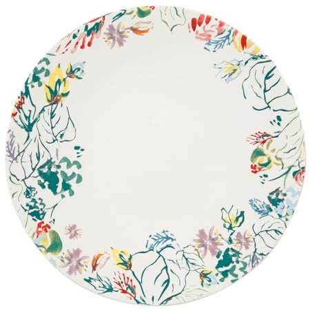 Geneviève Lethu 533656 Assiette Plate Ø 27 cm en Grés - Collection A TRAVERS CHAMPS - Décor Floral Multicolore