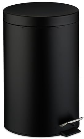 Relaxdays Mülleimer Küche, 20 Liter, mit Deckel, entnehmbarer Inneneimer, Fußpedal, mattes Design, Treteimer, schwarz