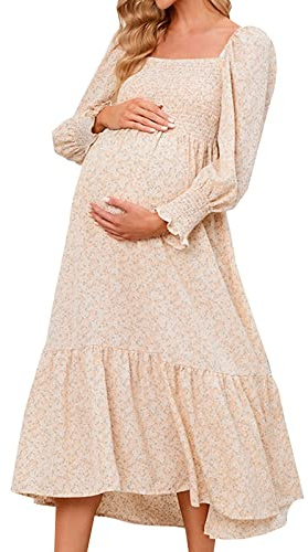 Spring Pregnant Chiffon Dress Small Floral Dress Long Sleeved Dress Pregnants Sexy Photography Props Off Shoulders Maternity Dress Cutout Dress