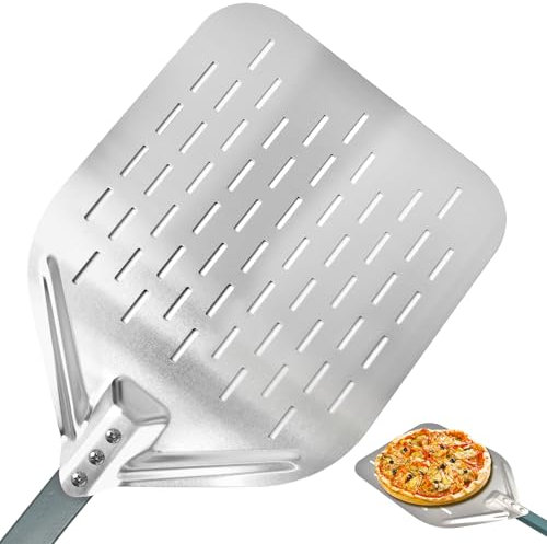 KIANGKIANG Pelle à pizza 40 x 30 cm, en aluminium, taille parfaite et design perforé pour une cuisson parfaite des pizzas (Graunuance)