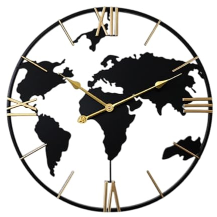 Orologio da Parete Decorativo con Motivo Mondiale, Facile da Leggere, Pratico, Moderno, analogico, Movimento Silenzioso, per Il Bagno dell'hotel.