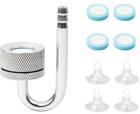 HXC Diffuseur de CO2 pour aquarium avec ventouses en céramique et diffuseur silencieux en U pour aquarium