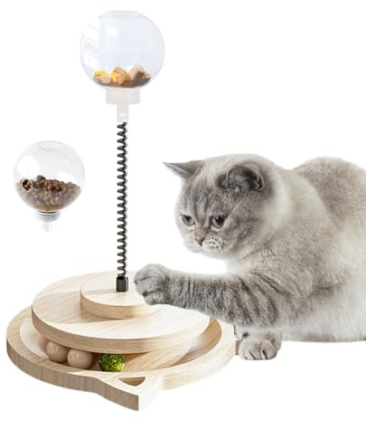 JIEBWCHA Balle pour Chien - Balle en Bois pour ralentir la consommation de Nourriture - avec Tige à Ressort pour friandises pour Animaux de Compagnie - pour Jeu Domestique - Races de Chiens de Taille