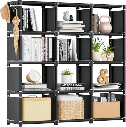 Mavivegue Estantería con 12 compartimentos, estante, estantería de pie, estantería de oficina, estantería de cubos, estantería para libros DIY para salón, dormitorio, oficina, habitación infantil