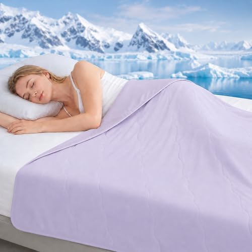 Yanghad Coperta Rinfrescante 150x200 cm, Q-Max >0,4 Coperta Refrigerante Letto, Copriletto Estivo Singolo Double Face, Leggera Traspirante Anallergica, Coperta Estiva Matrimoniale (Viola)