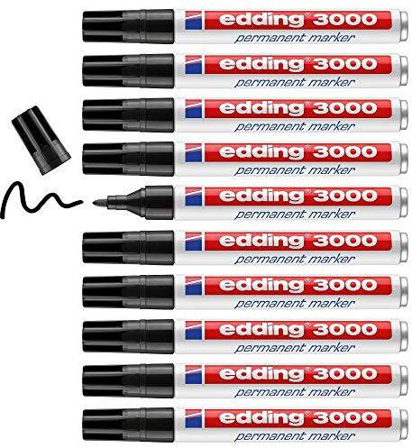 edding 3000 Permanentmarker (zur Beschriftung und Markierung von fast allen Oberflächen) nachfüllbarer, wasserfester und lichtbeständiger Marker - Strichbreite: 1,5-3mm (Schachtel)