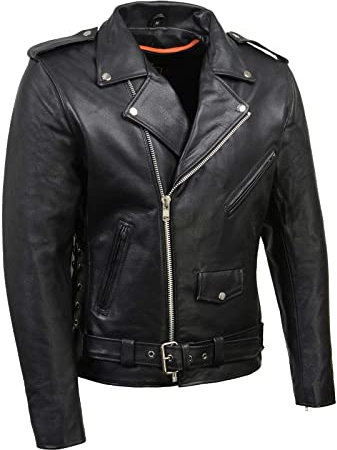 Milwaukee Leather Veste de moto classique en dentelle latérale pour homme (SH1011-XL-BLACK)
