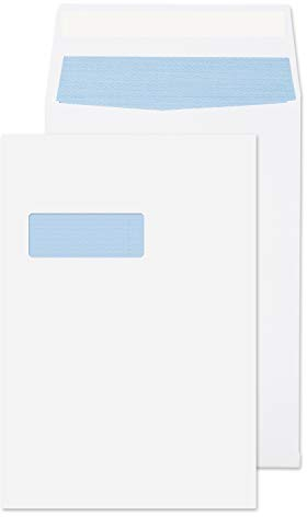 Blake Purely Packaging 9001 FAlten-Versandtasche Haftklebung Mit Fenster Weiß C4 324 x 229 mm 140g/m² | 125 Stück