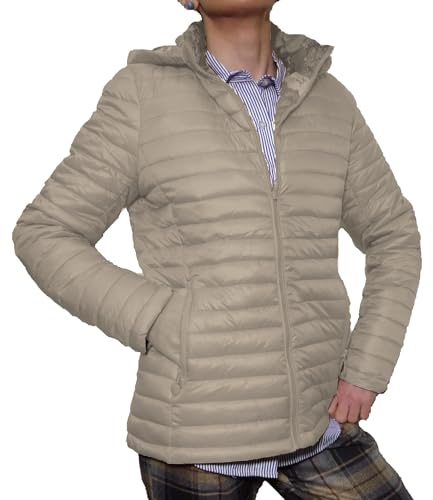 Fantasy Giacca Piumino Leggera Ecologica 100 grammi Trapuntino Foderata Taglie Grandi Mezza Stagione Donna Ragazza (46, Beige)