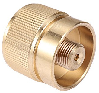 Kbrotech Camping Stove Adapter 1LB Propane Small Tank Input and a Lindal Valve EN417 Output Outdoor Cylinder LPG Canister Convert (Brass)