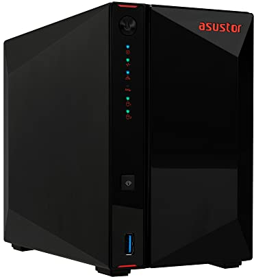 Asustor Nimbustor 2 Gaming Inspired Network Attached Storage AS5202T, Intel J4005 2.0GHz Dual-Core, Two 2.5GbE Port, 2GB RAM DDR4, 4GB eMMC Flash Memory, Personal Private Cloud (2 Bay Diskless NAS)