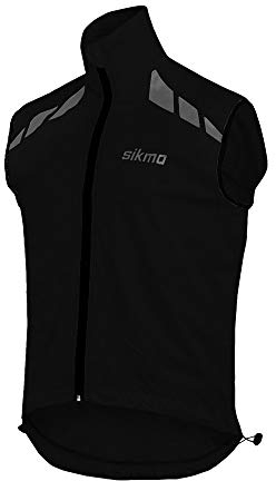 Sikma Leichte Fahrradweste mit Windstopper, reflektierend, hohe Sichtbarkeit, Schwarz, Größe L