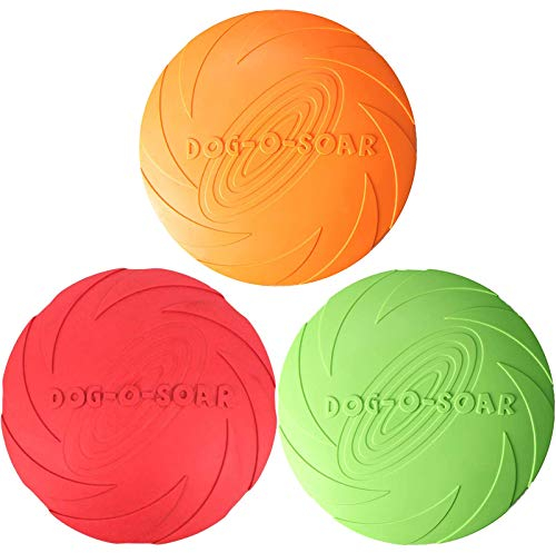 ZHOUHON Jouet pour Chien à Disque Volant 3pcs, Disque Volant en Caoutchouc, pour Un Plaisir Interactif en Plein air, Parfait pour la Formation de Chien, Lancer, Attraper et Jouer