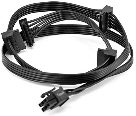 Zahara 6 Pin to 4X SATA Drive Cable Power Cable Replacement for Corsair hx1200 RM1000X RM850X RM650x RM550x RM750X