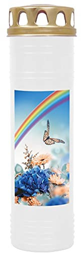 HS Candle Grabkerze Grablicht mit Motiv (Schmetterling) - ca 170h / 7 Tage Brenndauer je Kerze (26cm, Ø 7cm) - viele Verschiedene Designs