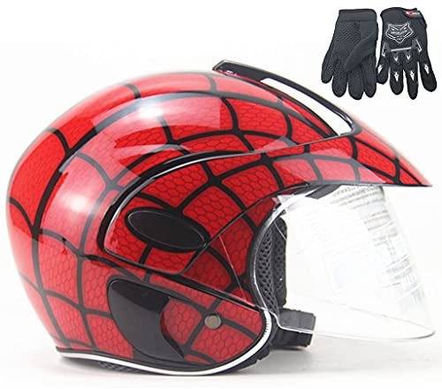 RJHH Cascos para Motocicletas para niños, niños y niñas, Scooters de Bicicletas para niños Cascos de Motocicletas y Guantes, Deportes al Aire Libre, Apto para 3-8 años de Edad,B