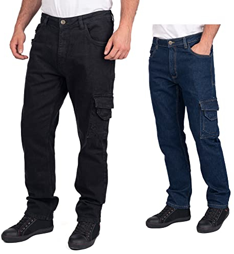 Lee Cooper LCPNT239 Herren Arbeitskleidung Sicherheit Stretch Denim Zimmermann Jeans Arbeitshosen, Schwarz, 34W / 31L