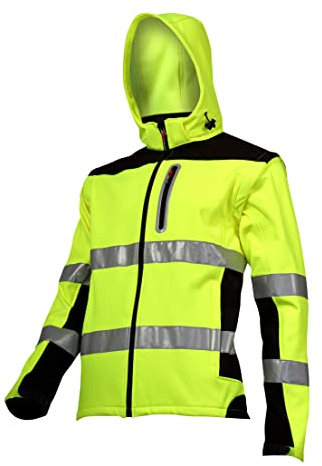 Lahti PRO Warnschutz-Jacke Softshell Arbeitsjacke, Größe: 2XL, Farbe: Neongelb, Warnschutz-Pilotenjacke, Warnjacke, Berufsjacke, Schutzjacke, Herrenjacke mit reflektierenden Streifen