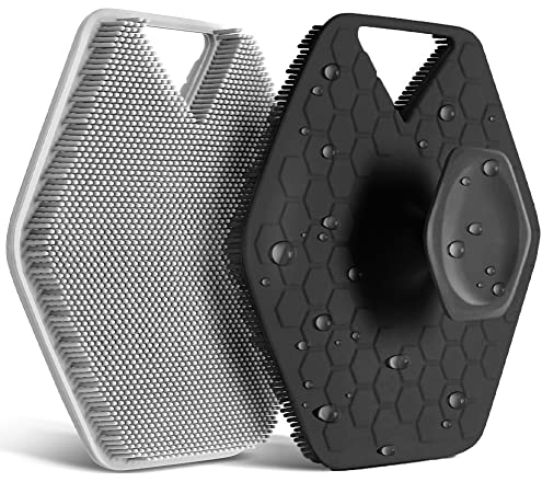 DENTSHIELD Körperbürste 2 Stück,Silikon Körperbürste,Gesichtsschrubber,Körperschrubber,Nass-und Trockenbürste mit Griff für Dusche,Duschbürste,Cellulite bürste,Silikon-Luffa für Damen, Herren