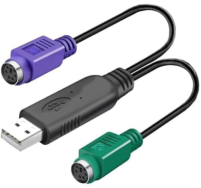 HuaLiSiJi PS2 to USB Adapter Keyboard Mouse Adapter, PS2 to USB Cable Built-in Chip No Need to Drive Plug and Play (Black)