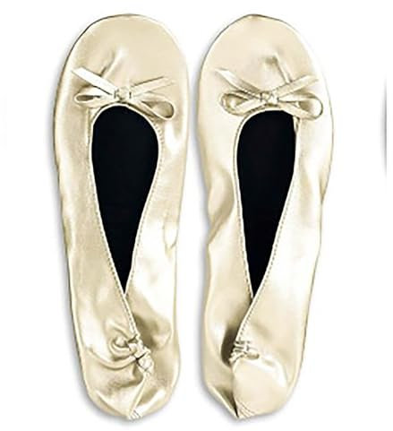 Womens Ballet Flats Pumps Folding Portable Travel Ballet Flat Roll Up Slipper Pack Up Set Shoes Loafers Wedding Party Work Pumps Gold
