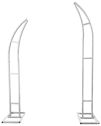UIHECTA Metal Half Moon Wedding Arch, Balloon Arch Backdrop Stand, 2pcs Curved Wedding Arch Backdrop Stand, with Rectangular Base, for Ceremony Birthday Party Bride Baby Shower,White,1.8m+2.1m