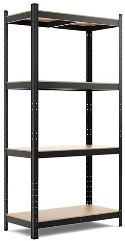 COSTWAY Rayonnage Métallique Etagère de Rangement Capacité de Charge 520KG avec 4 Tablettes pour Garage Atelier Magasin, 40 x 80 x 160 cm (Noir)