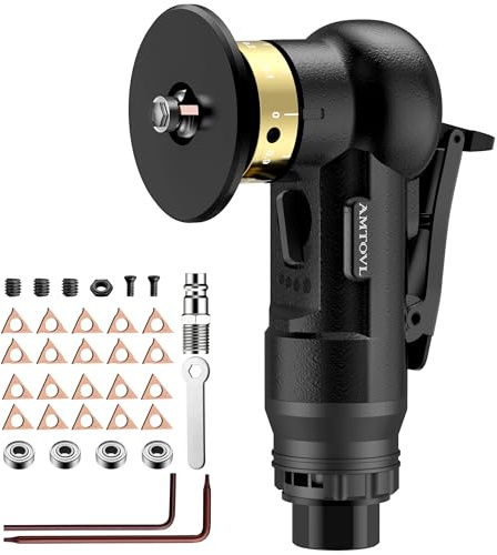 AMTOVL Herramienta de Chaflán de Aire,Mini Máquina de Biselado Neumática,30000 rpm,Máquina Biseladora de Aire de 45 grados con Entrada de Aire de 1/4 Pulgadas