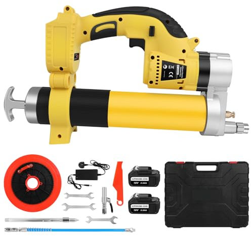 ASUNCELL Engrasadora a Batería 18V, Engrasadora Eléctrica con 2 * 5.5AH Baterías y Cargador, 8000 PSI de Presión, Kit Completo de Pistola de Engrase, para Engrasar Equipo Pesado