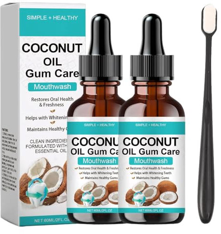 2 PCS Kokosöl Zähne,ölziehen Kokosöl,Oil Pulling for Teeth 60ml,ölziehen Zähne Plaque-Entfernung,Frischer Atem,Natürliche Mundhygiene,für Die Mundpflege für Frischen Atem