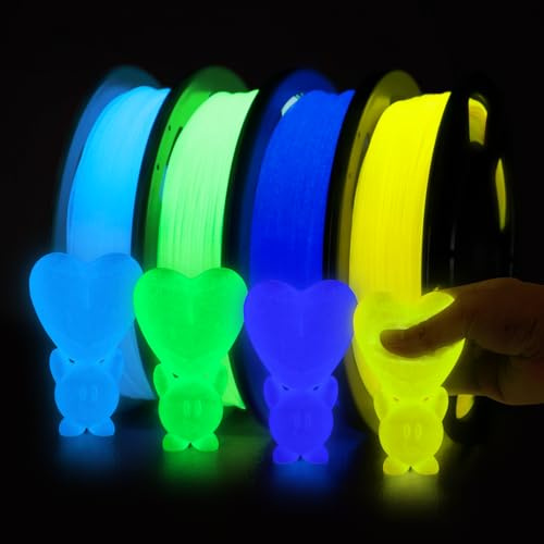 YOUSU Lot de 4 filaments phosphorescents en TPU multicolore pour imprimante 3D, bleu, vert, jaune, violet, 1,75 mm