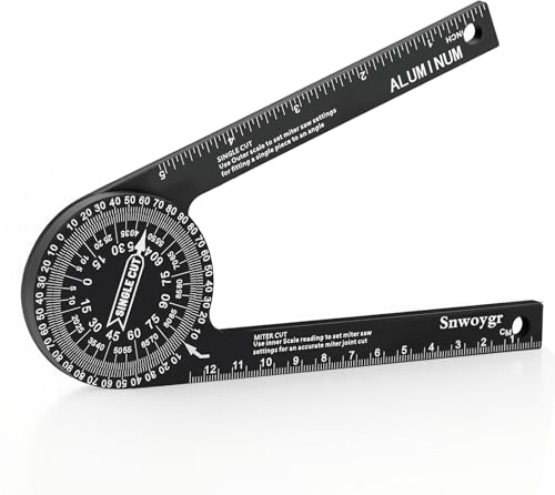Snwoygr 7 Inch Aluminum Miter Saw Protractor, Professional Angle Measuring Tool, Comes with Two Extra Straightedge Protractors for Woodworkers, Builders, Plumbers, Home DIY