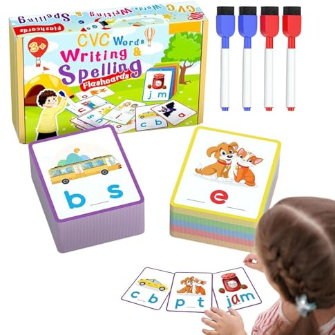 Juegos de palabras para niños, juego de palabras, juguetes educativos con ejercicios de escritura, tarjetas educativas para niños 3, 4, 5, 6 años, preescolar