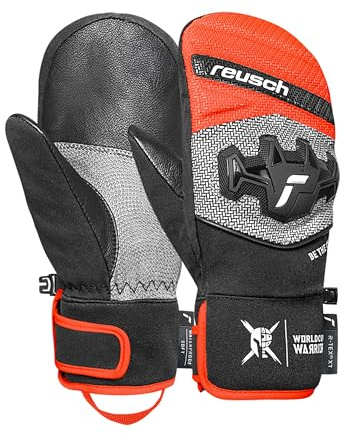 Reusch Worldcup Warrior R-TEX XT Junior Mitaines de Course Chaudes pour Enfants et Adolescents Imperméables, Coupe-Vent et Respirantes, avec Protection de la Cheville, Rembourrage des Doigts et Paume