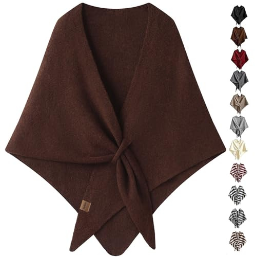 MAOAEAD 2025 Nuovi Scialli Pashmina per le donne, mantello scialle triangolare in morbida lana lavorata a maglia, elegante sciarpa avvolgente calda leggera da viaggio casual tinta unita poncho