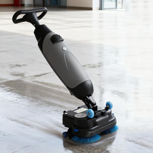 MANYOUYOU Lucidatrice per Pavimenti Elettrica Commerciale, Girevole a 360°, con Larghezza di Pulizia di 17, Semovente, 12900 Piedi Quadrati, Batteria da 2 Ore, Doppio Serbatoio dell'Acqua Grey