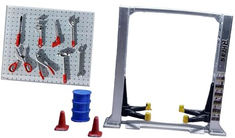 predolo Kit de Herramientas de reparación para Diorama de Garaje a Escala 1/64, para exhibición de maquetas, Taller de Modelos y Taller de automóviles, Elevador de Coches Plateado