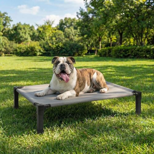 Niubya Lit pour Chien Surélevé Outdoor Lit pour Chien pour Grands Chiens Chats, lit pour Chien d'extérieur et Camping, Taille adaptée aux Chiens pesant jusqu'à 32kg,107x77x21cm, Hauteur 21 cm