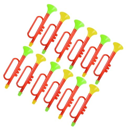 TOYANDONA 12 Trompetas de Plástico, Instrumento Musical y Juguete de Cuerno, Accesorios para Animar Fiestas y Eventos, Color Aleatorio, Set de 12 Piezas Seguro y Divertido