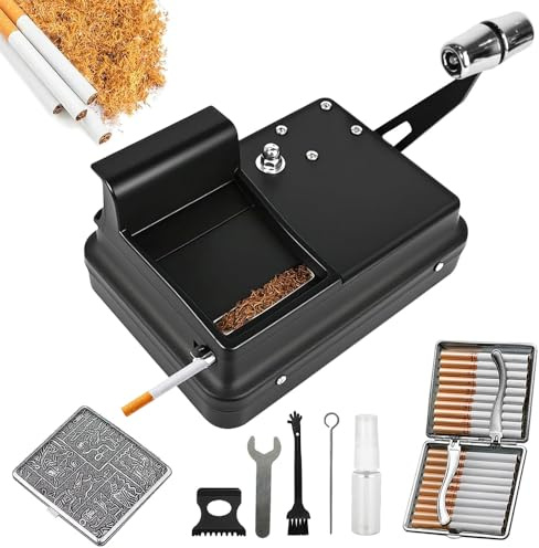 SKJJM Zigarettenstopfmaschine, Stopfmaschine für Zigaretten 8mm, Manuell Zigarettenstopfmaschine Drehmaschine Zigaretten mit Zubehör - Zigarettens Stopfmaschine mit Etui, Tabaktablett & Reinigungsset