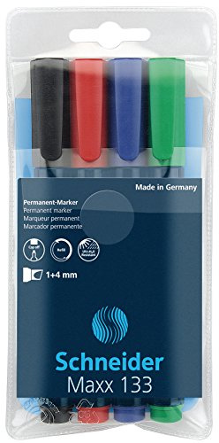 Schneider Pennarello Indelebile Maxx 133, ricaricabile, 1 + 4 mm, colori assortiti, Astuccio da pezzi