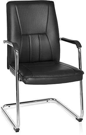 hjh OFFICE 706600 Konferenzstuhl TILA V PU Schwarz Besucherstuhl Freischwinger