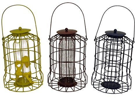 Selections Squirrel Proof Hanging Wild Bird Feeders - Nut, Seed & Fat Ball Bird Feeder Cage - Pack of 3