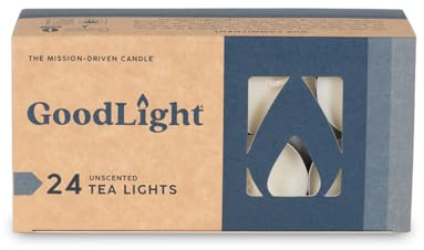 GoodLight Unscented Vegan and Paraffin-Free Tea Light Candles (24 Candles)